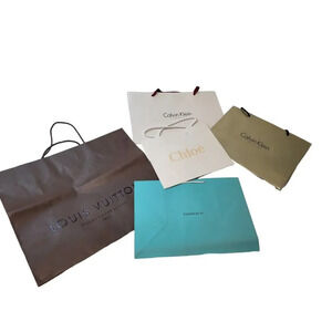 Lot Of 5 Shopping Gift Bags Louis Vuitton Chloe Tiffany Calvin Klein